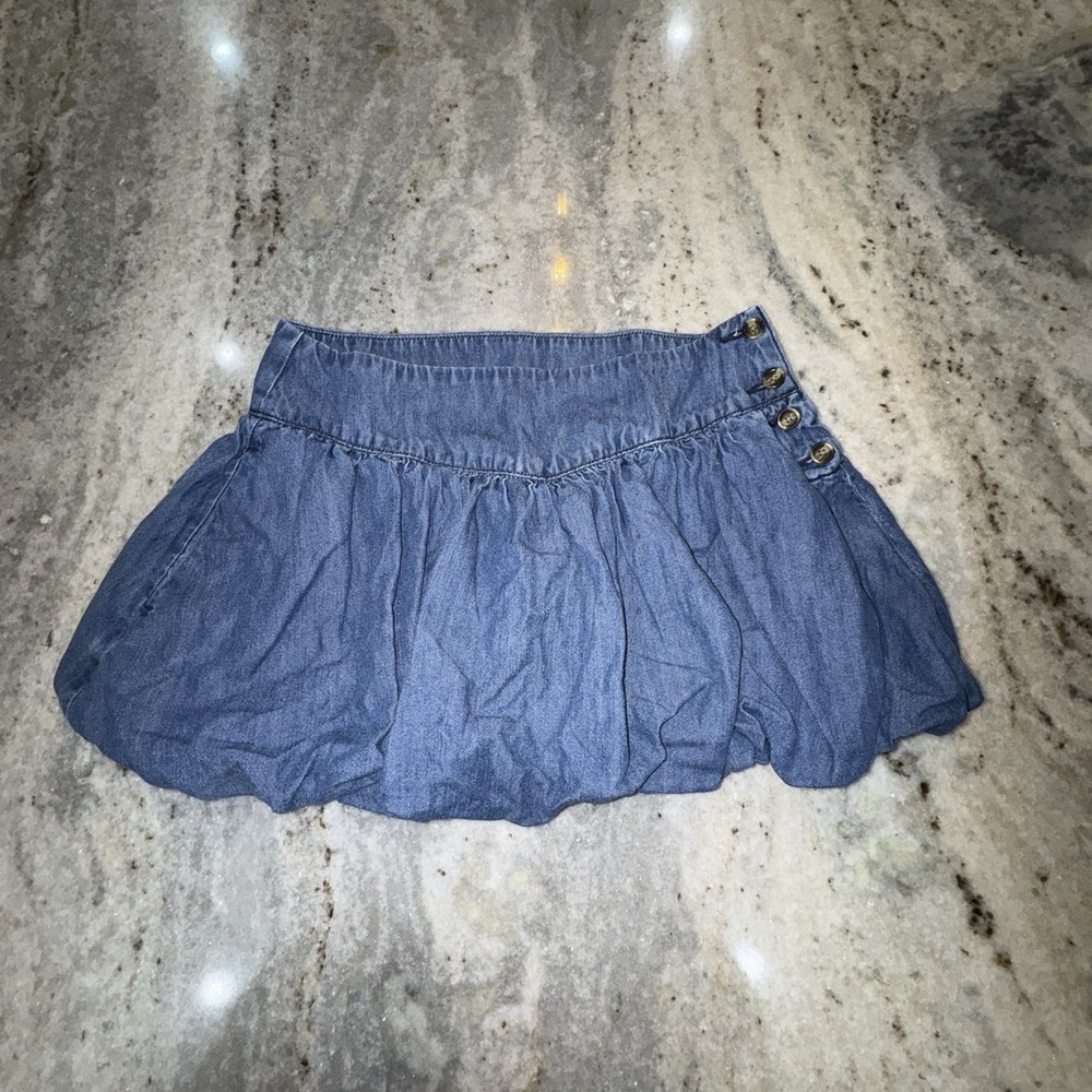 American Eagle Mini Skort Blue Jean Denim 30" Size 2 Micro Puffer Skirt Lyocell